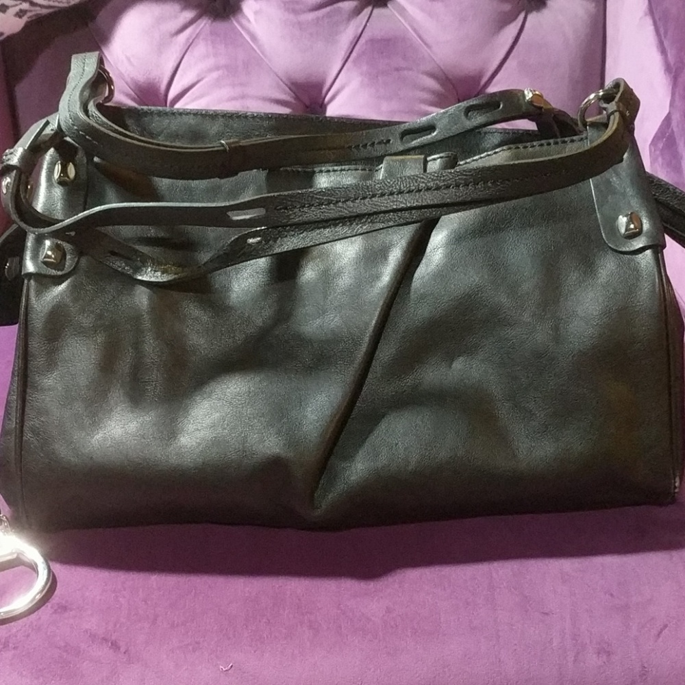 Black Italian leather shoulder bag